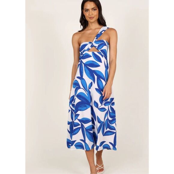 Petal & Pup FREDDIE MIDI DRESS - WHITE/BLUE Size Large Nwot - Picture 9 of 9